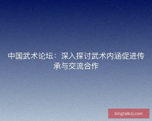 中国武术论坛：深入探讨武术内涵促进传承与交流合作